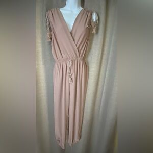 Sleeveless V-Neck Jumpsuit in Dusty Rose